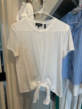 Theory White Short-Sleeve Tie-Front Tee